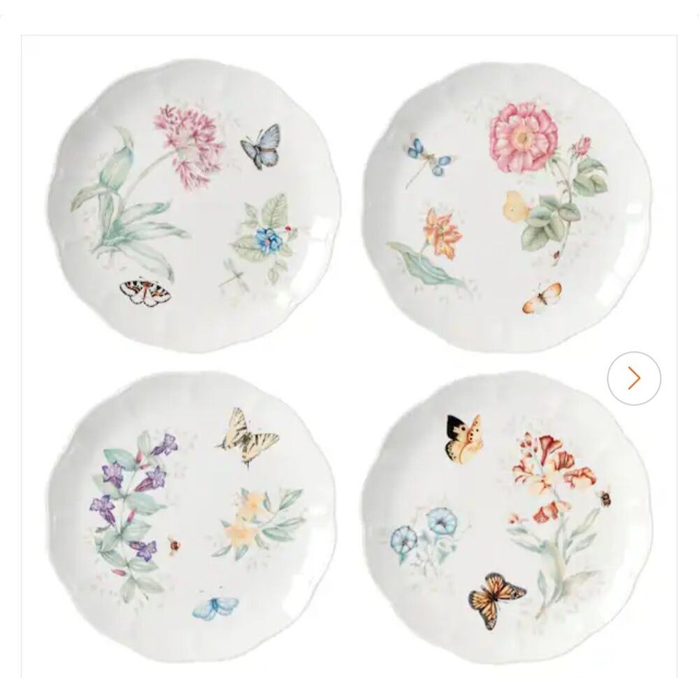 LENOX BUTTERFLY MEADOW HERBS ACCENT PLATES SET OF 4